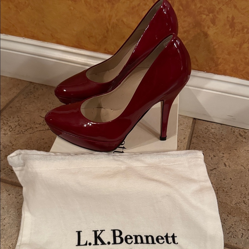 L.K. Bennett Red Patent Leather “Andie” Heels